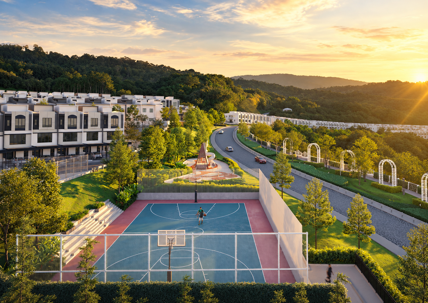 Basketball court & community landscape