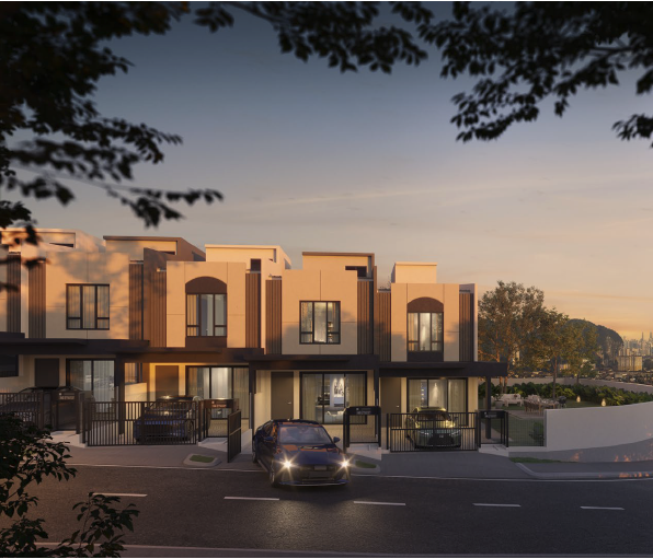 Terrace homes at dusk
